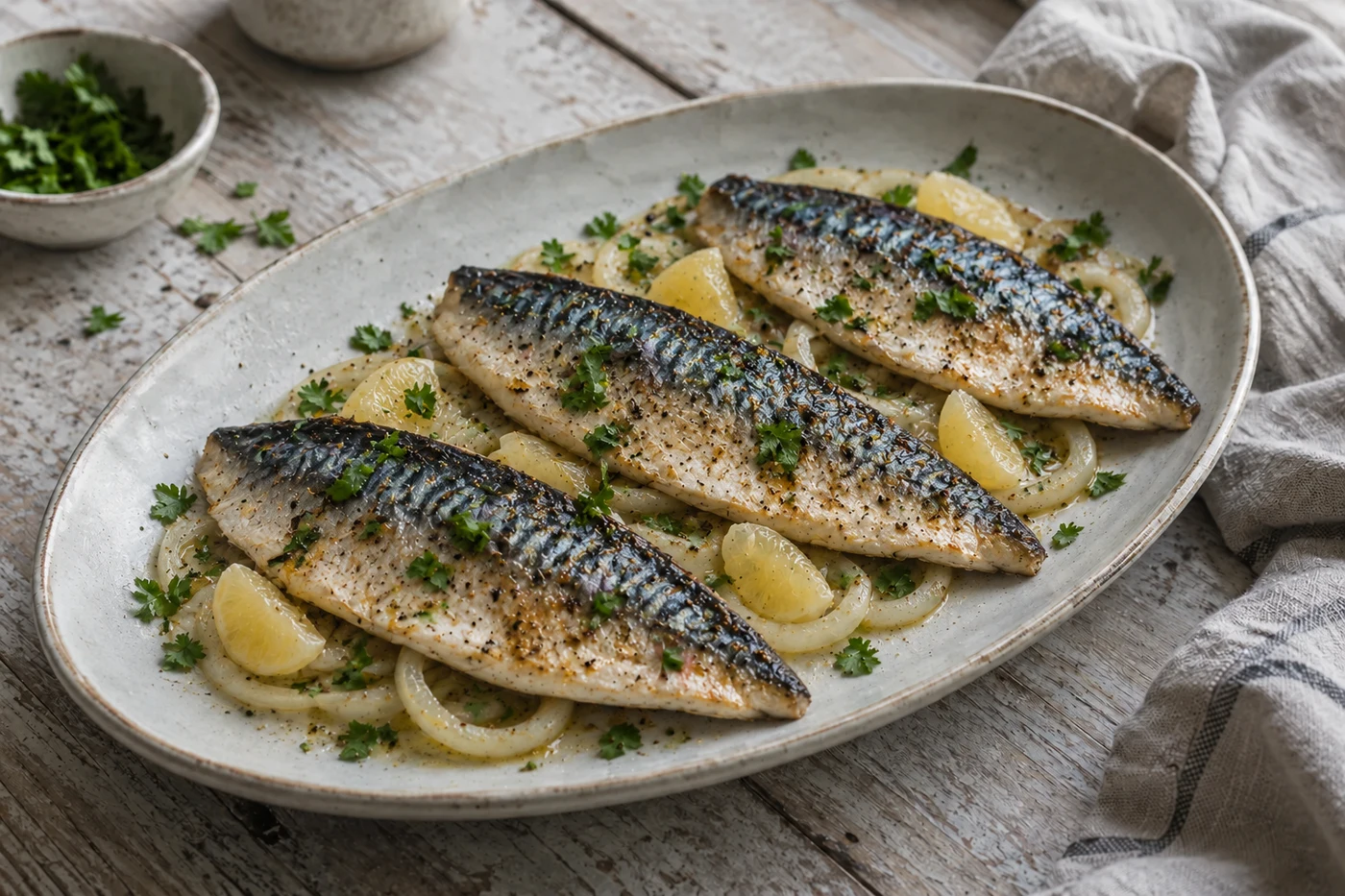 Скумбрия, запечённая с лимоном